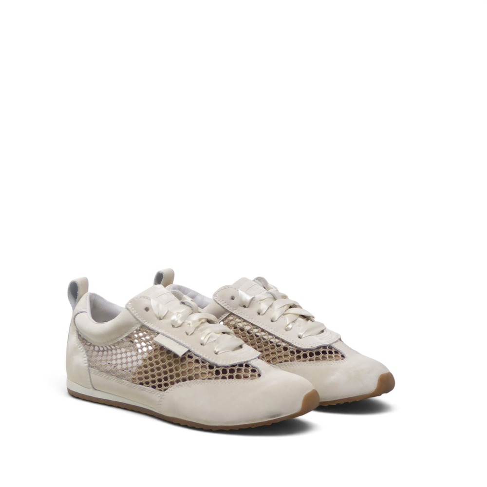 J/Slides Womens Penny Mesh Sneakers Off-White Mesh Lace Up 6.5